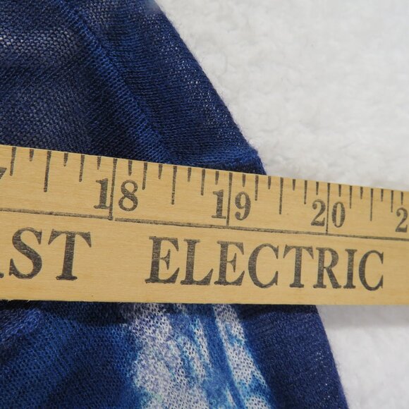 Chicos Jacket Large Blue Green Open Front Boho Lace Trim Lightweight Kimono - Picture 8 of 10